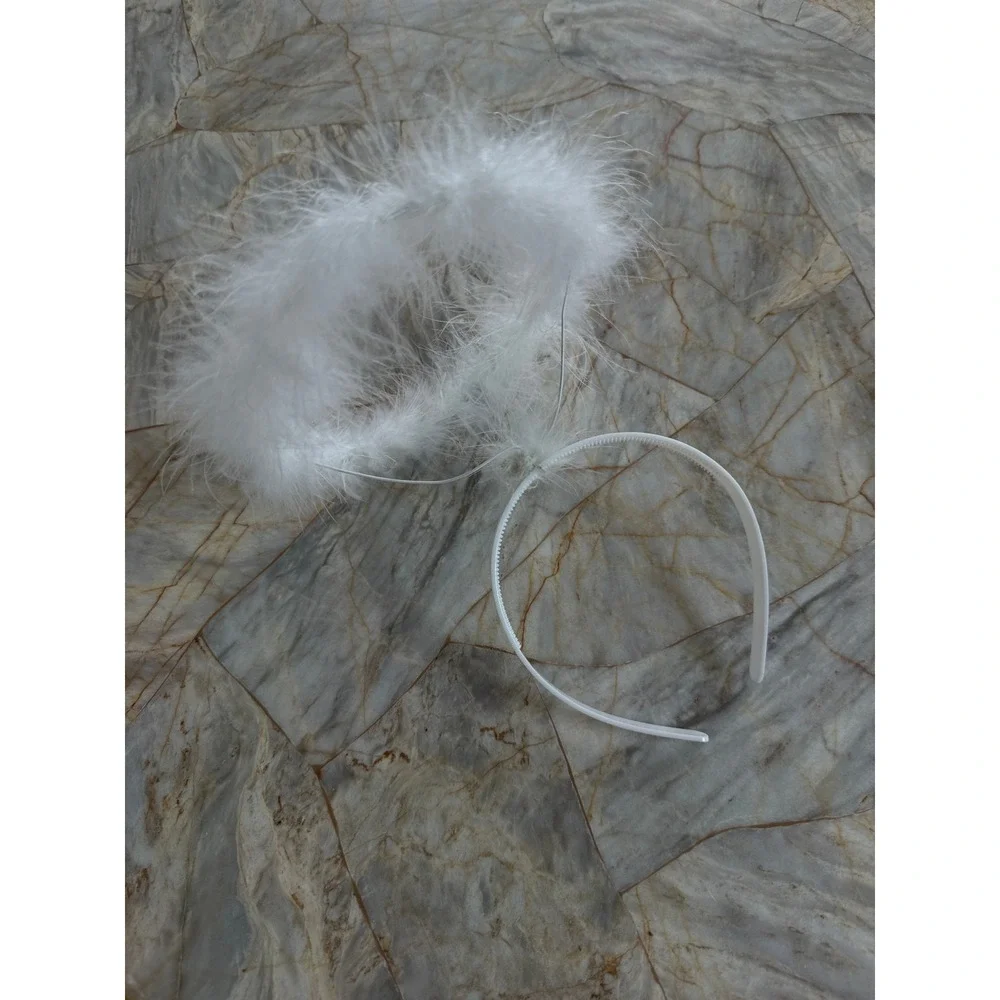 White Feather Angel Halo Headband‎ Costume Accessory Marabou Ethereal White